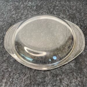 VTG PYREX 683-C-16 CLEAR GLASS FLAT ROUND REPLACEMENT LID 7 3/8" INNER RIM TAB H